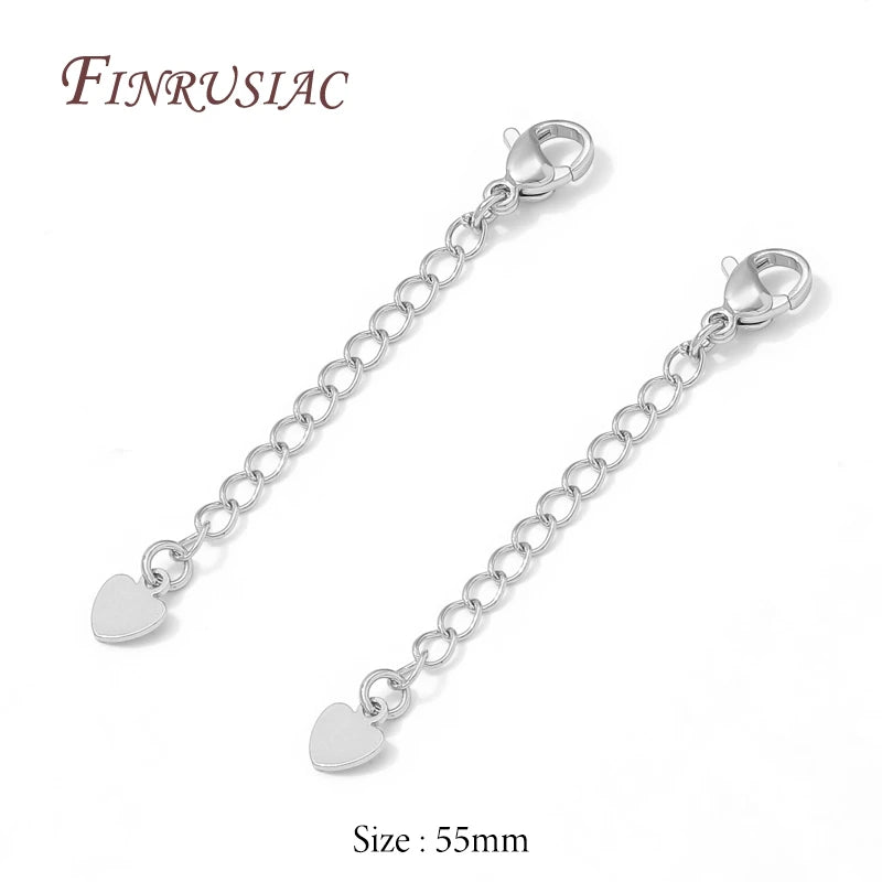 18K Gold Plated Brass Extension Chain with Clasp | DIY Jewelry Jewelry Finding P3 Rhodium Plated 5 pieces