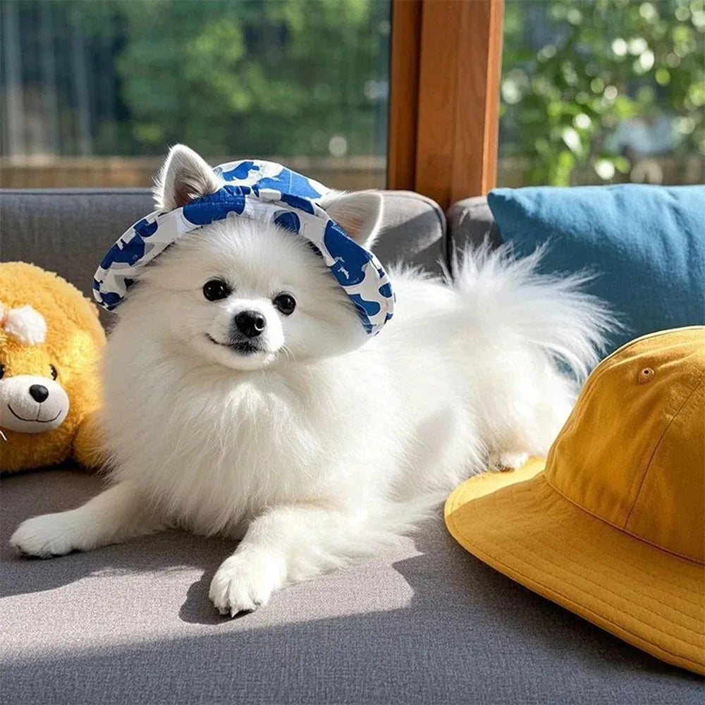 Adjustable Dog Sun Hat – Cute Print Cap for Puppies & Pets Pet Hat P3