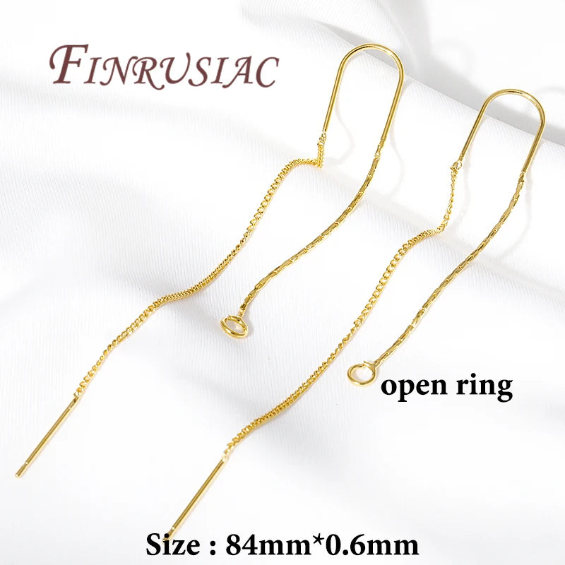 18K Gold Plated Long Tassel Ear Wires | Brass DIY Earring Findings Earring Findings P3 18K Real Gold Plated 2 pieces