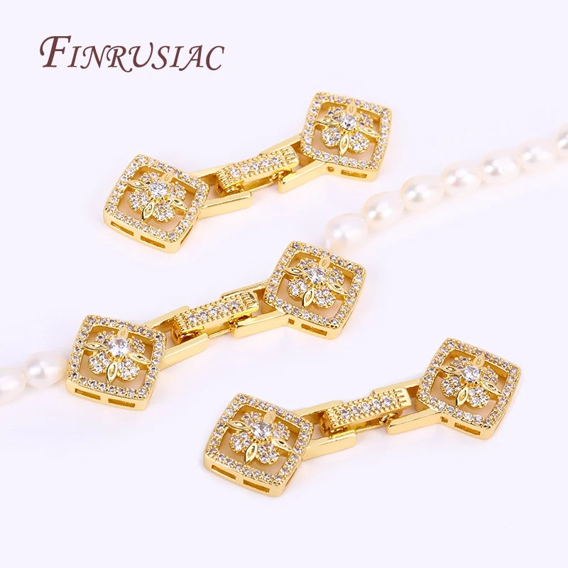 18K Gold Plated Zircon Pearl Clasp | DIY Jewelry Findings Jewelry Clasp Findings P3