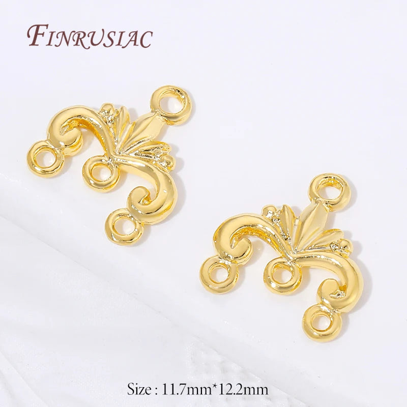 18K Gold Plated Baroque Floral Multi-Loop Jewelry Connectors Jewelry Connector Links P3 18K Gold Plated 10 pieces