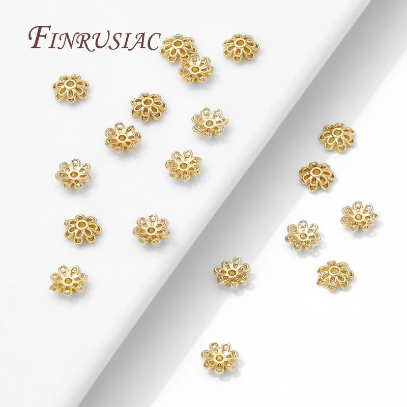 18K Gold Plated Brass Flower Bead Caps 5.5mm | DIY Jewelry Jewelry Bead Caps P3