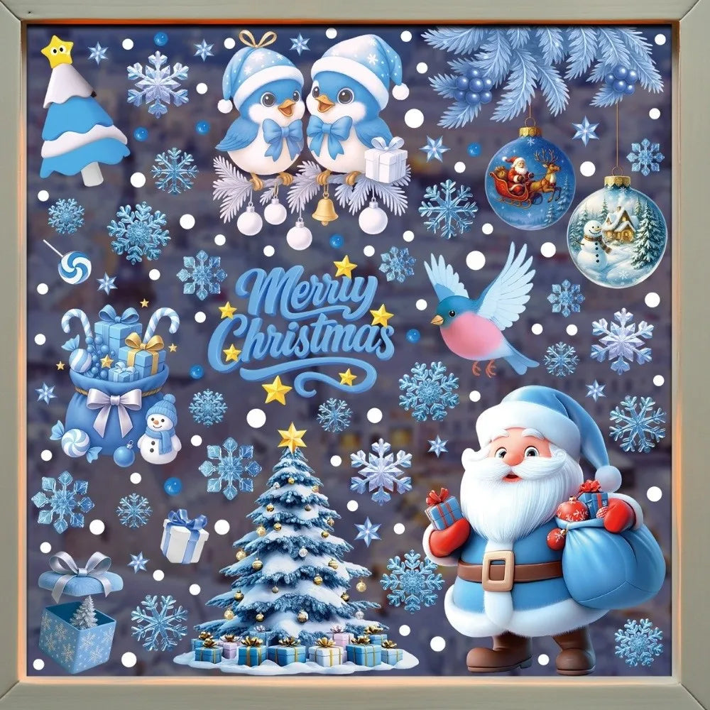 PVC Christmas Window Stickers – Snowman, Snowflake & Santa Window Sticker Set P3