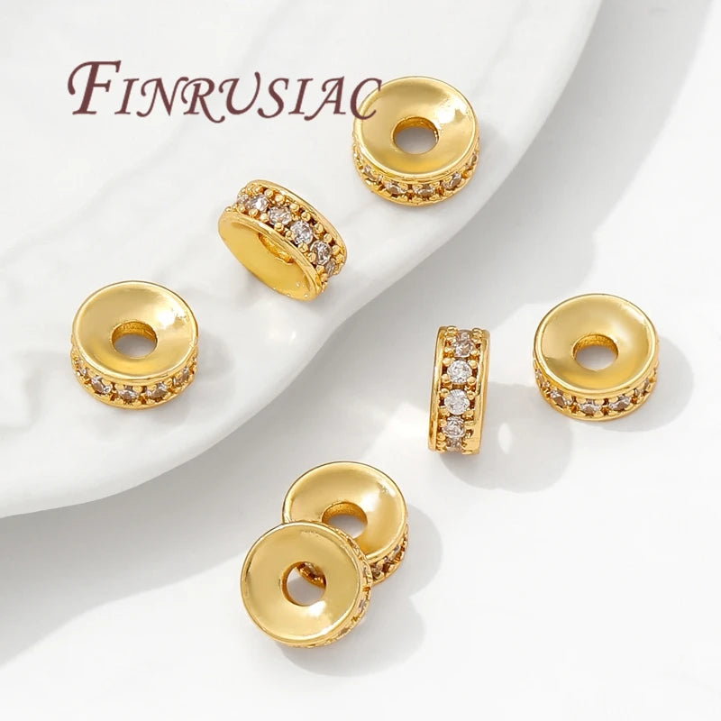 18K Gold Plated Rhinestone Spacer Beads 6mm 8mm | DIY Jewelry Rhinestone Spacer Beads P3