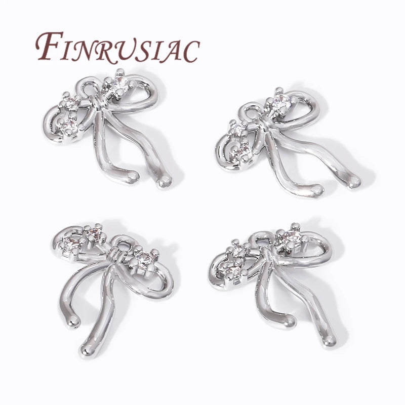 18K Gold Plated Zircon Bow Pendant Charms | DIY Jewelry Findings Jewelry Pendant Charms P3