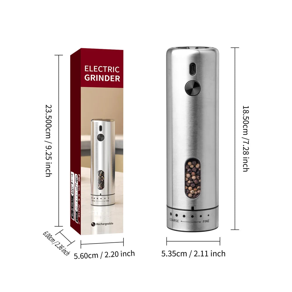 CLITON Electric Salt & Pepper Grinder Set | USB Rechargeable Electric Spice Grinder P3 KYMQ-75A