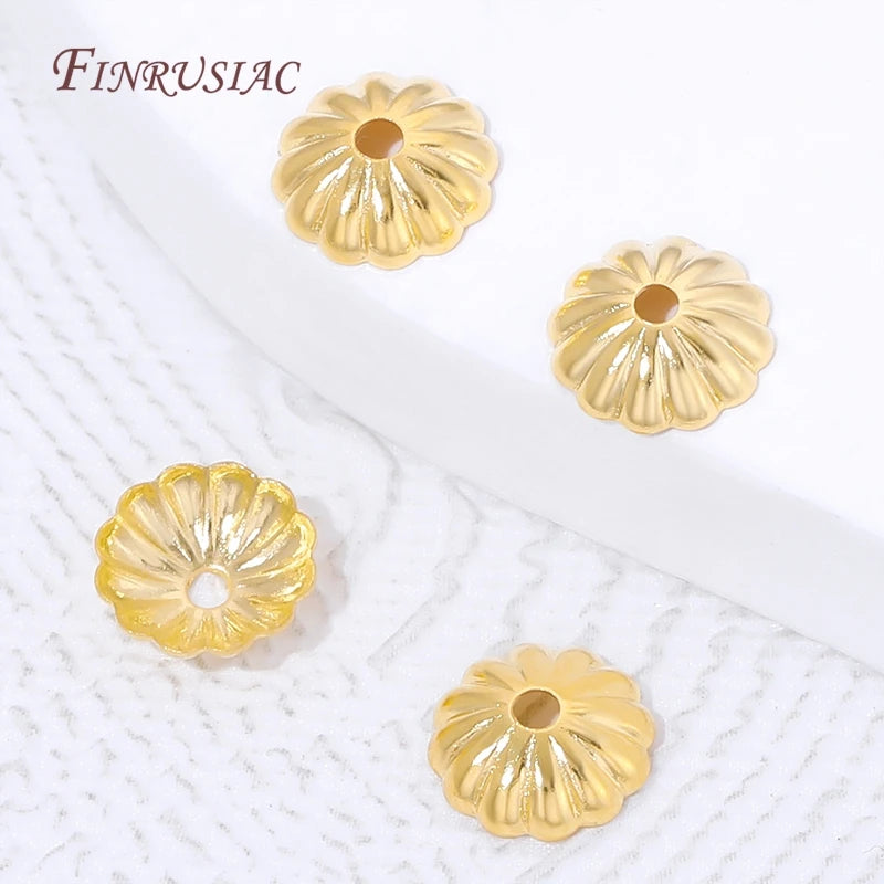 18K Gold Plated Brass Flower Bead Caps | Wavy Edge 20/40 Pcs Jewelry Bead Caps P3