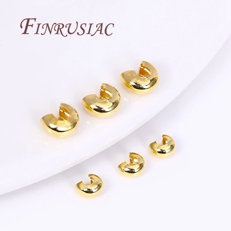 18K Gold Plated Crimp Beads, End Caps & Lobster Clasps Jewelry Findings P3