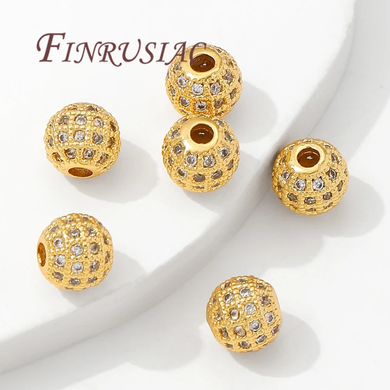 18K Gold Plated Zircon Spacer Beads 6mm 8mm 10mm – DIY Jewelry Jewelry Spacer Beads P3
