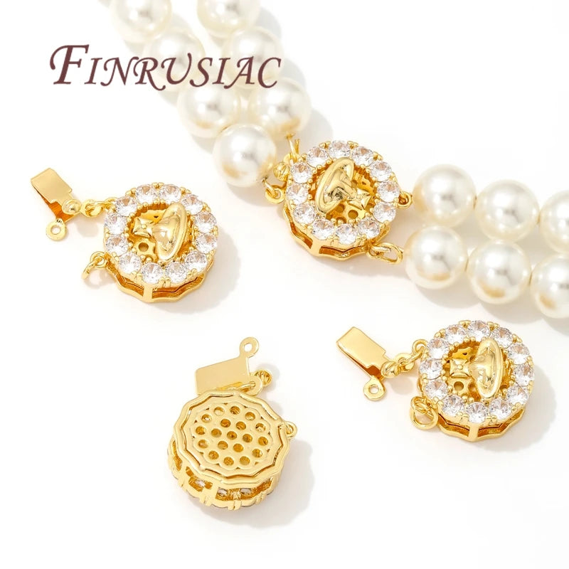 18K Gold Plated Zircon Round Clasps – DIY Bracelet Findings Jewelry Clasp Findings P3