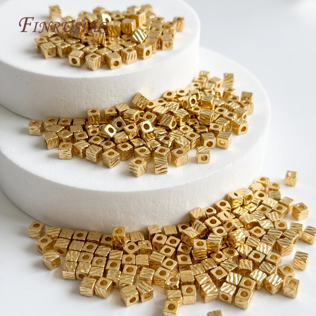 18K Gold Plated Cube Spacer Beads – DIY Jewelry Making Jewelry Spacer Beads P3
