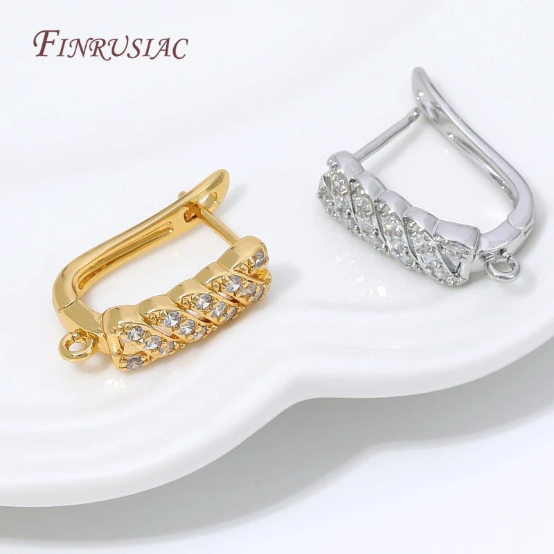 18K Gold Plated CZ Huggie Hoop Earring Clasp – DIY Findings Earring Jewelry Findings P3