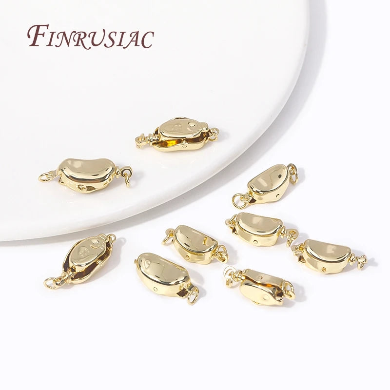 14K Gold Plated Brass Ingot Press Buckle Clasp Connectors DIY Jewelry Clasp Findings P3