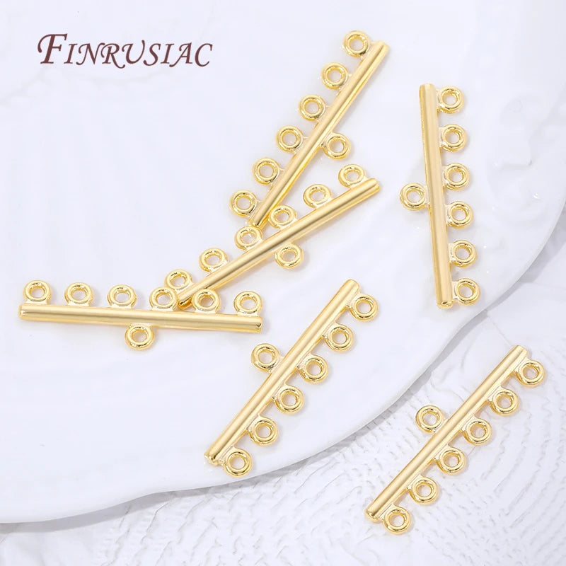 18K Gold Plated 6-Hole Multi-Strand Necklace Clasp | DIY Jewelry Findings Clasp P3