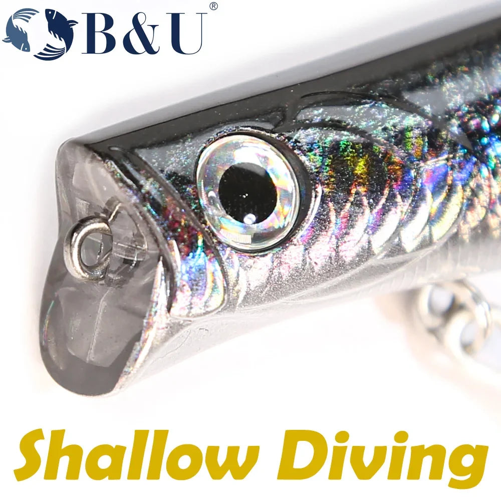 B&U Floating Minnow Jerkbait Lure – Saltwater Bass & Pike 3D Fishing Jerkbait Lure P3