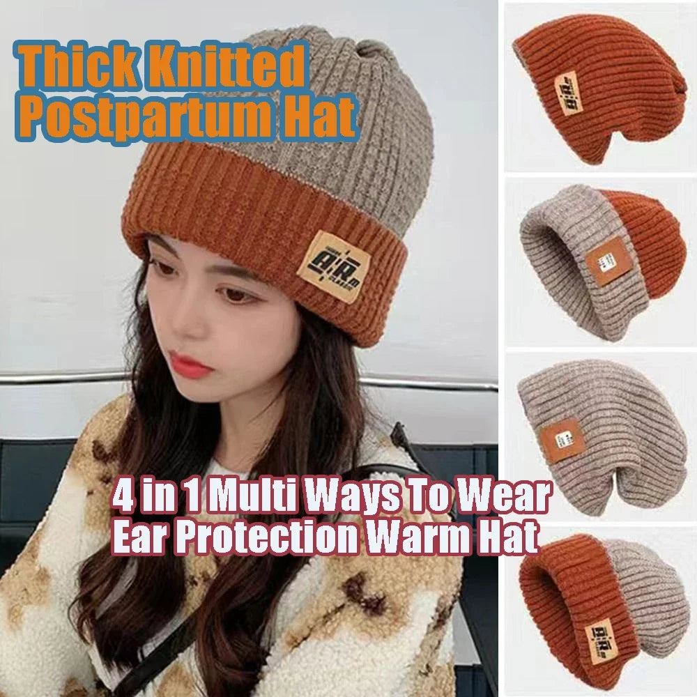 Women's 4-in-1 Slouchy Beanie Winter Ear Protection Knit Hat Knit Beanie Hat P3