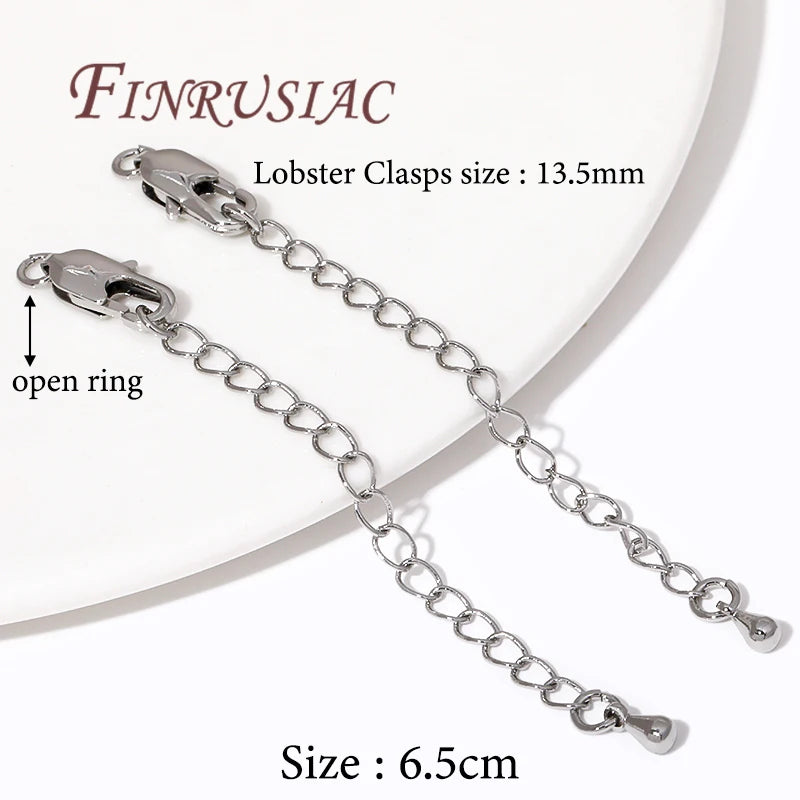 18K Gold Plated 6.5cm Extension Chain with Lobster Clasp | DIY Jewelry Finding Chain P3 Rhodium Plated 4 pieces