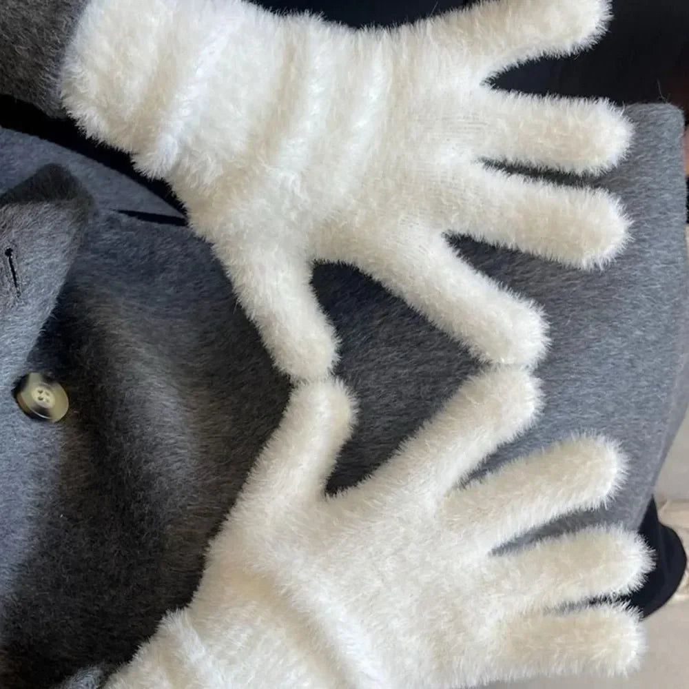 Faux Mink Fur Plush Winter Gloves – Unisex Warm Knit Outdoor Winter Plush Gloves P3