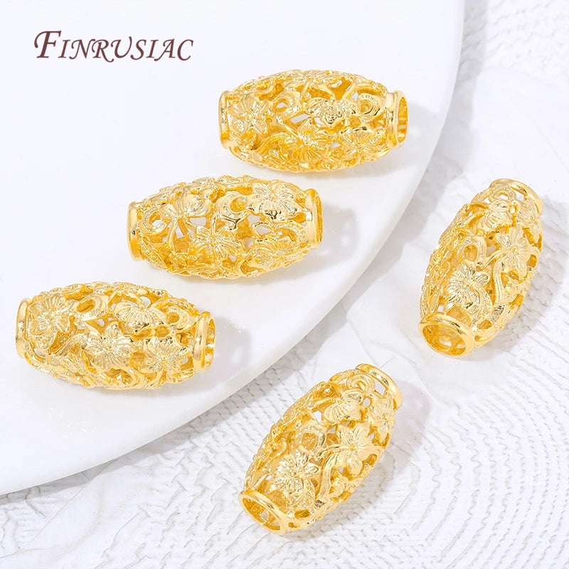 18K Gold Plated Filigree Flower Barrel Spacer Beads | DIY Jewelry Jewelry Spacer Beads P3
