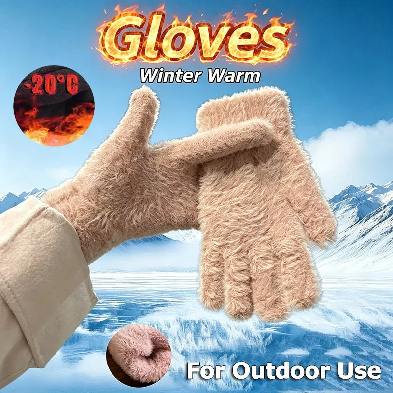 Faux Mink Fur Plush Winter Gloves – Unisex Warm Knit Outdoor Winter Plush Gloves P3