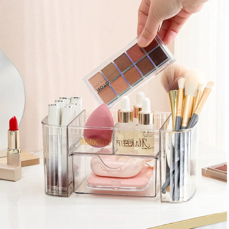 Multi-Tier Transparent Makeup Organizer with Drawers Makeup Organizer P3