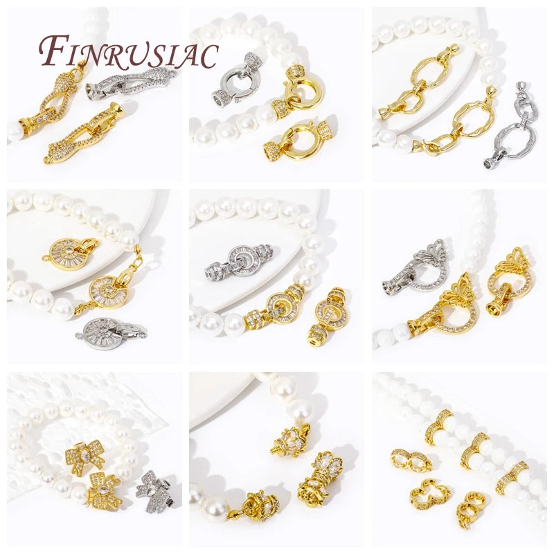 18K Gold Plated Zircon Connector Lock Clasp | DIY Jewelry Jewelry Clasp Finding P3