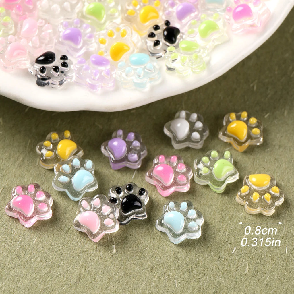 100pcs 3D Kawaii Cat Paw Nail Charms – Acrylic Nail Art Studs Nail Art Charms P3