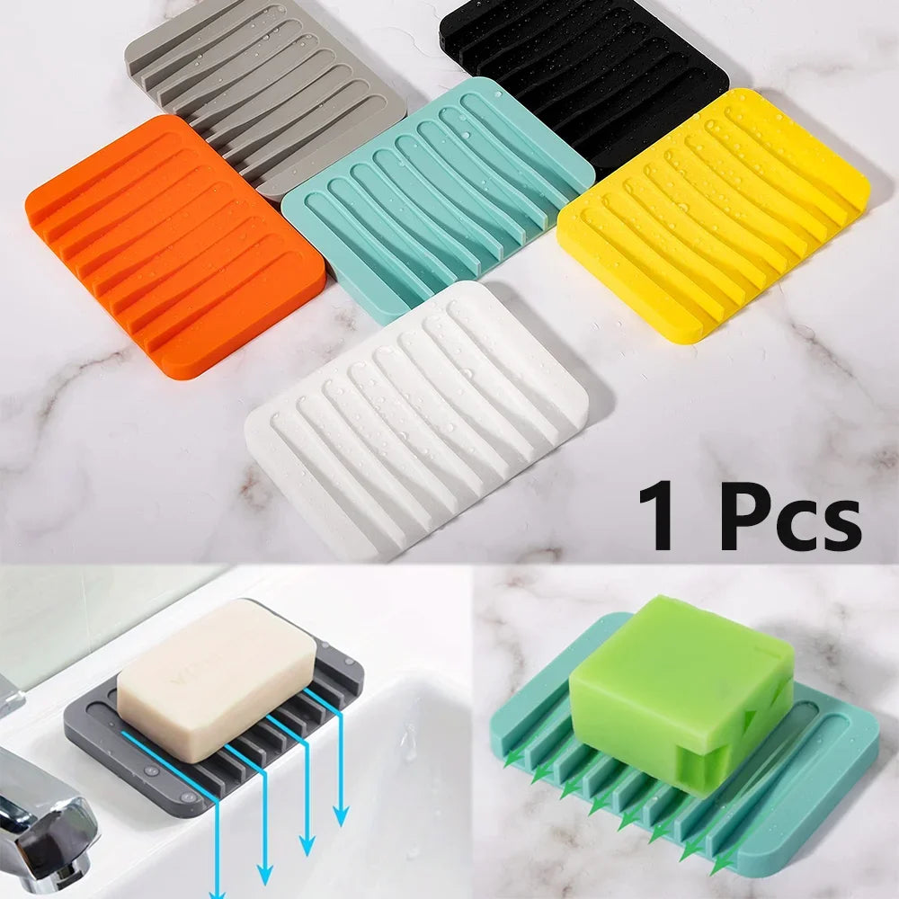 Silicone Draining Soap Dish – Non-Slip Flexible Soap Holder Soap Dish Holder P3