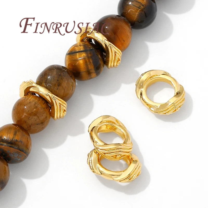 18K Gold Plated Big Hole Spacer Beads 11.5mm DIY Jewelry Gold Spacer Beads P3