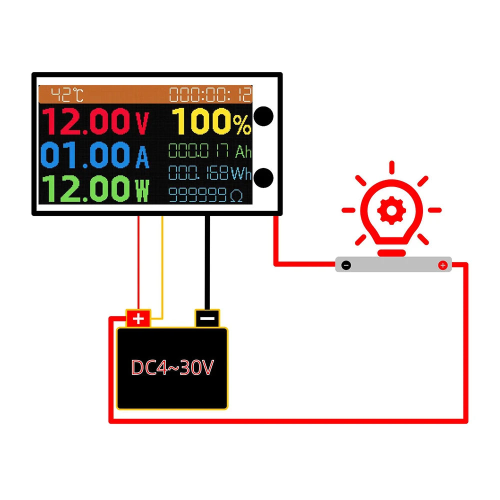 Gaqqee 9-in-1 DC Voltmeter Ammeter Wattmeter LCD Monitor DC Multimeter Monitor P3
