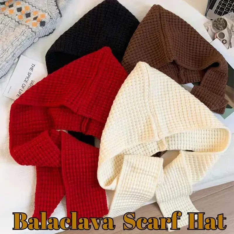 Korean Balaclava Bonnet – Women's Knitted Hat & Neck Warmer Winter Balaclava Hat P3