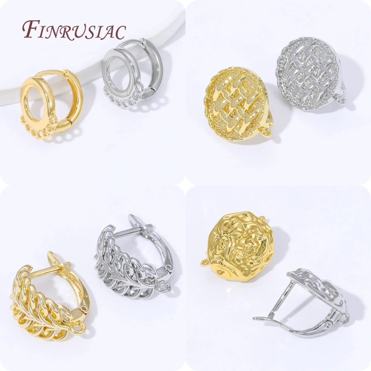18K Gold Plated Leverback Earring Hooks – 4 Textured Styles Earring Hooks Findings P3