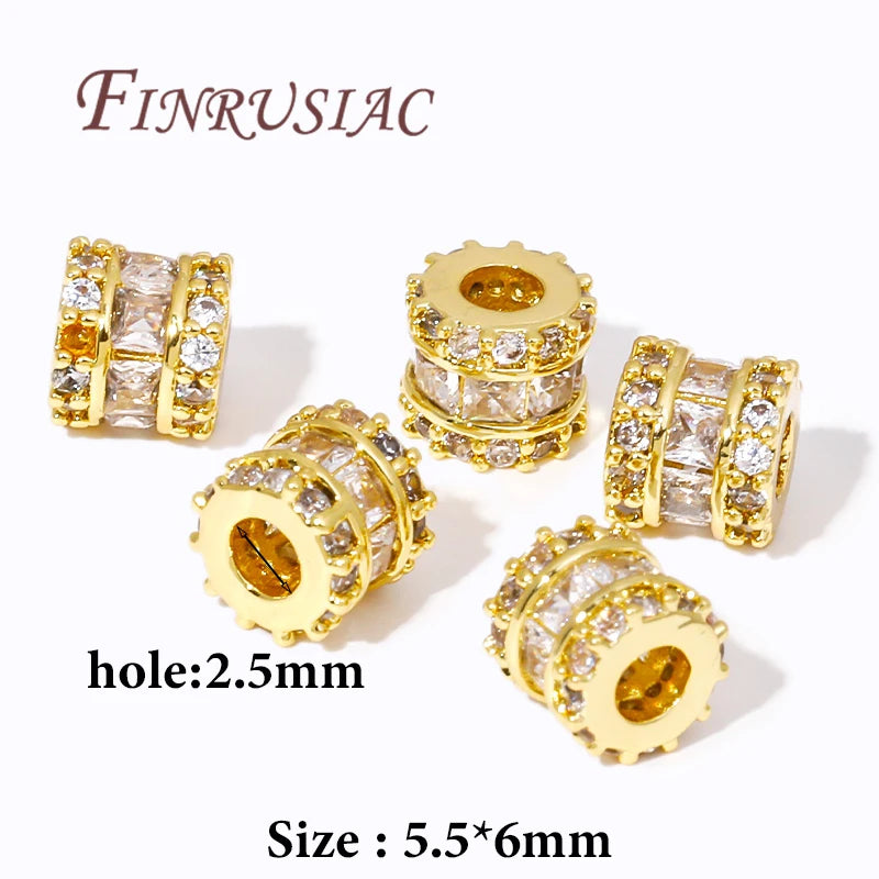 18K Gold Plated Zircon Crystal Spacer Beads – DIY Jewelry Jewelry Spacer Beads P3