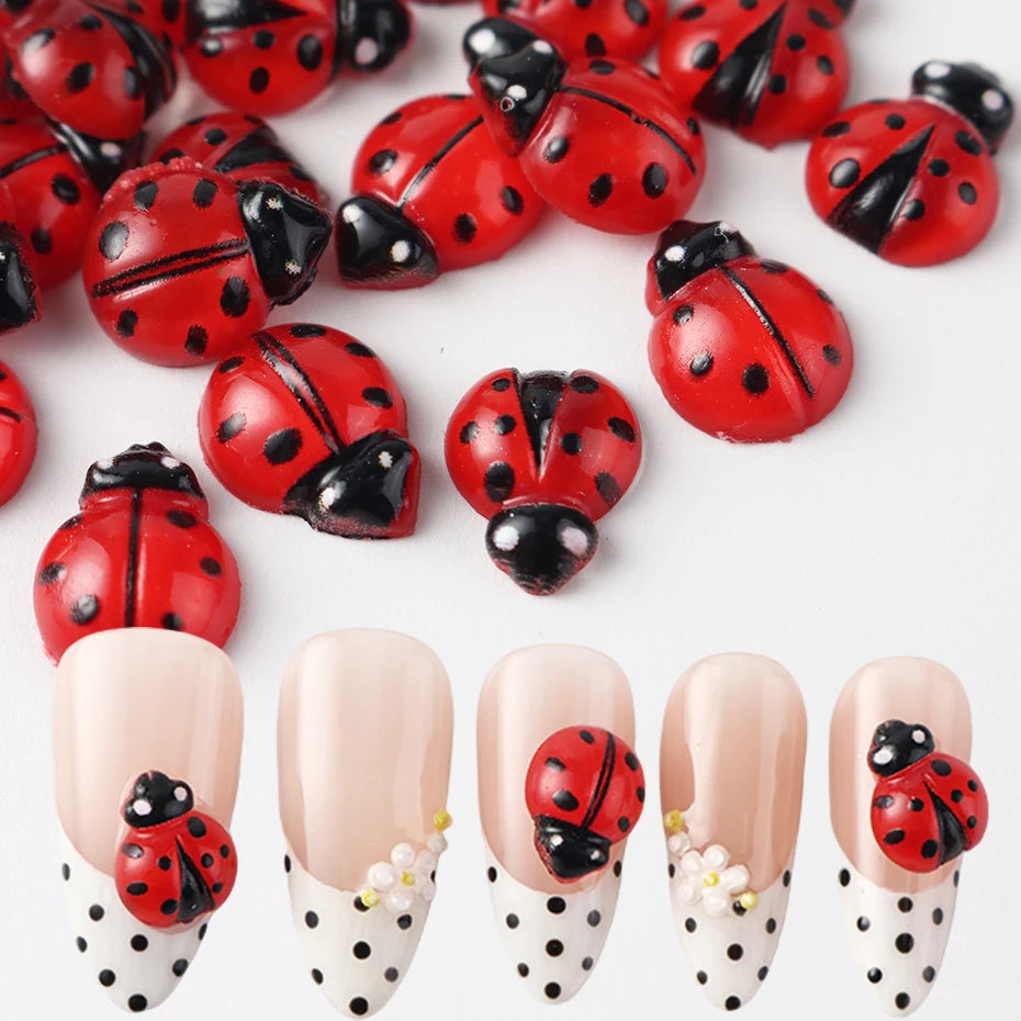 Ladybug Nail Charms Flatback Acrylic DIY Decorations 50/100pc Nail Art Charms P3
