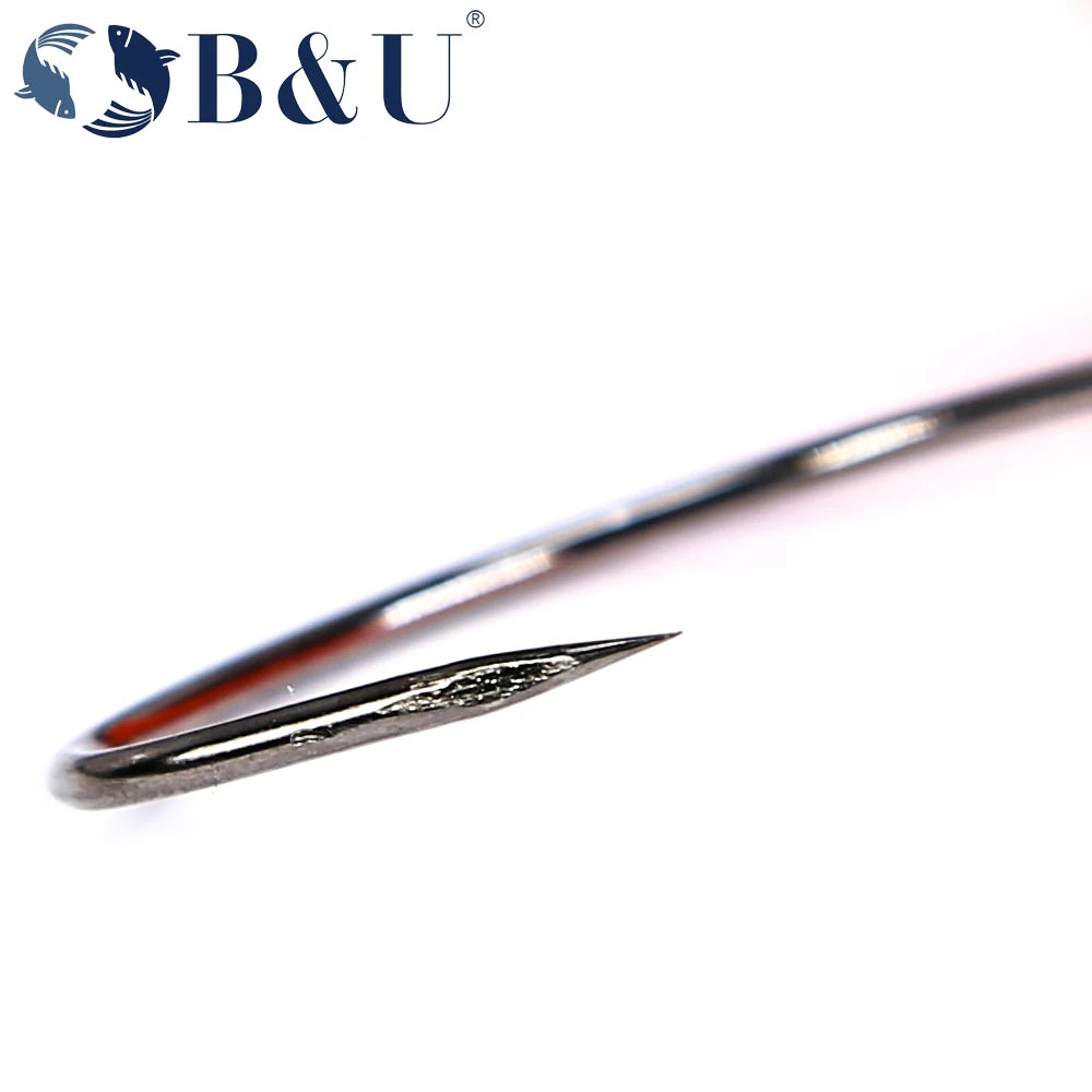 B&U 50-Pack EWG Offset Worm Hooks – Carbon Steel Crank Hooks Fishing Hooks P3
