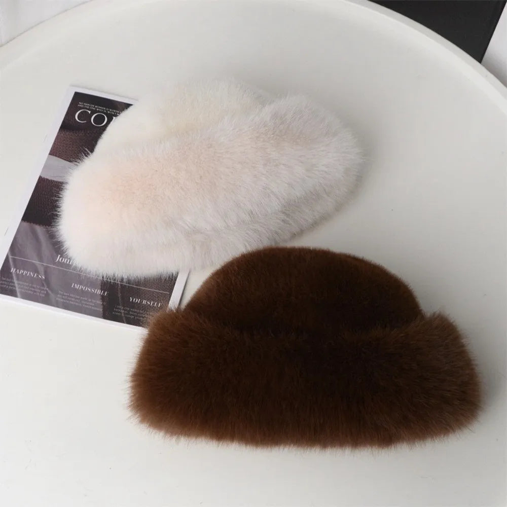 Fluffy Faux Fur Winter Hat – Plush Fisherman Panama Cap Winter Fur Hat P3