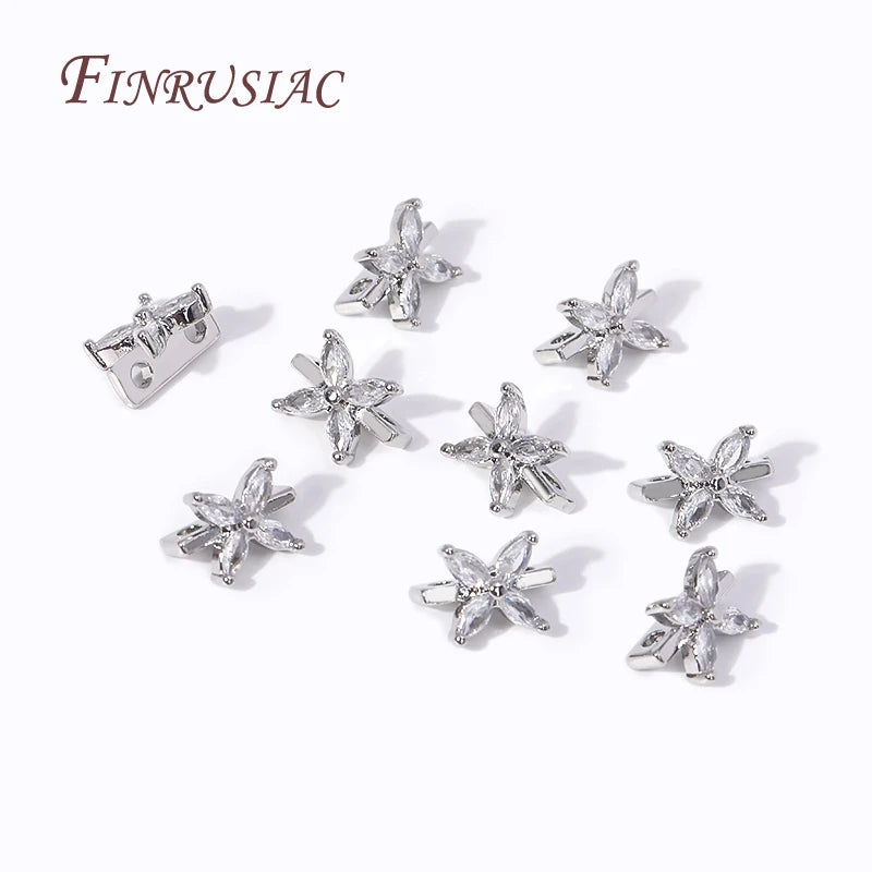 18K Gold Plated Brass Zircon Spacer Bars – 2-Hole Bead Separators Jewelry Spacer Bars P3