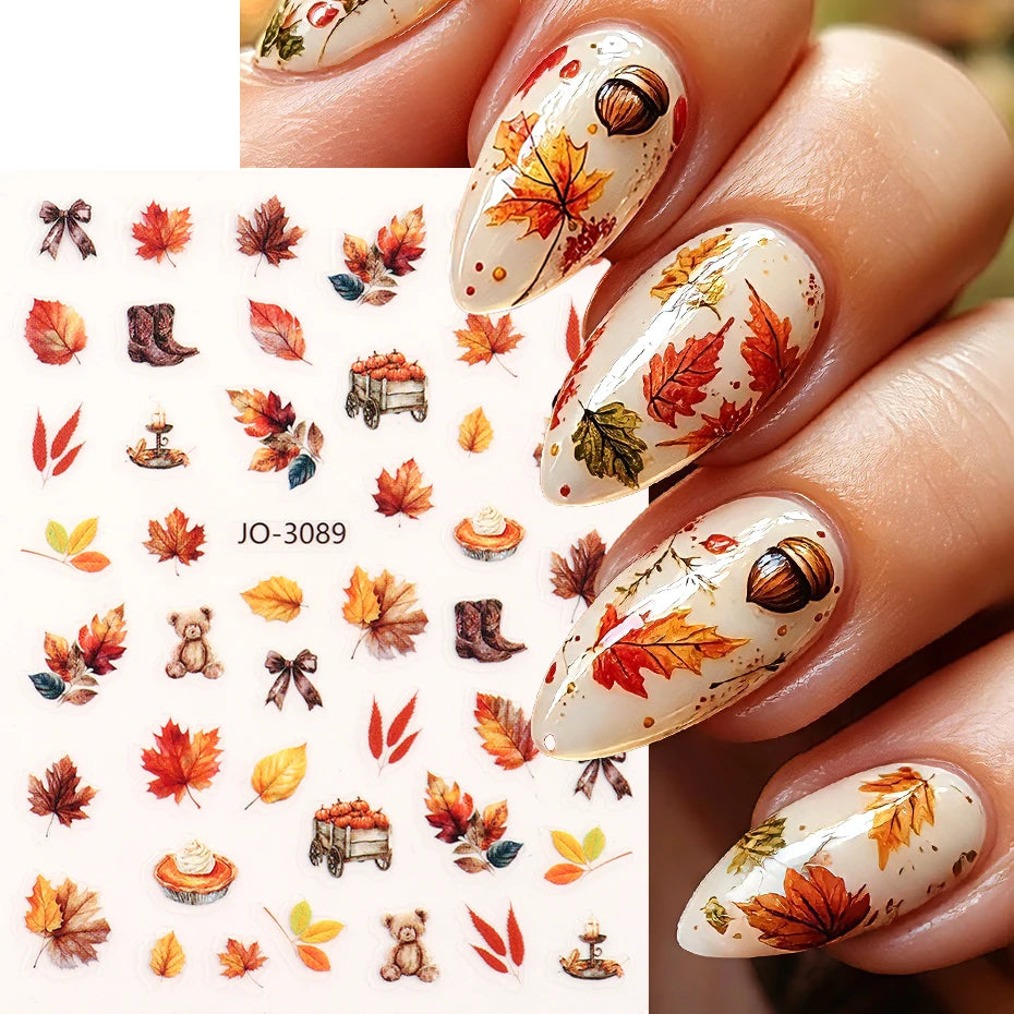 Autumn Maple Leaf Nail Stickers – Fall Nail Art Decals 2pcs Nail Art Stickers P3