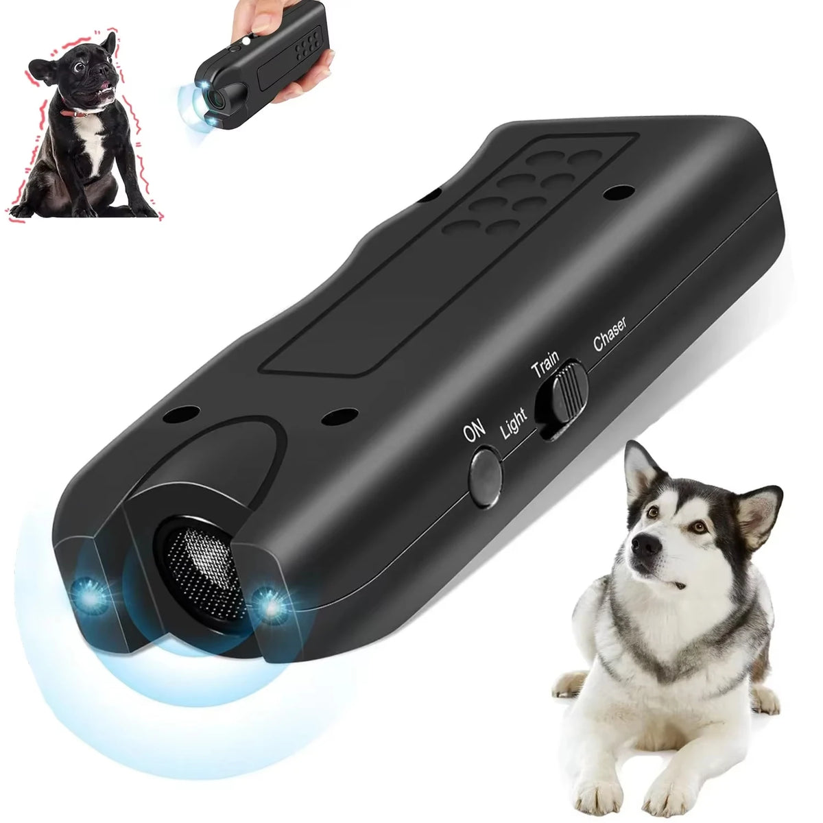 Ultrasonic Dog Repeller Anti-Barking Trainer with LED | Black Dog Training Device P3
