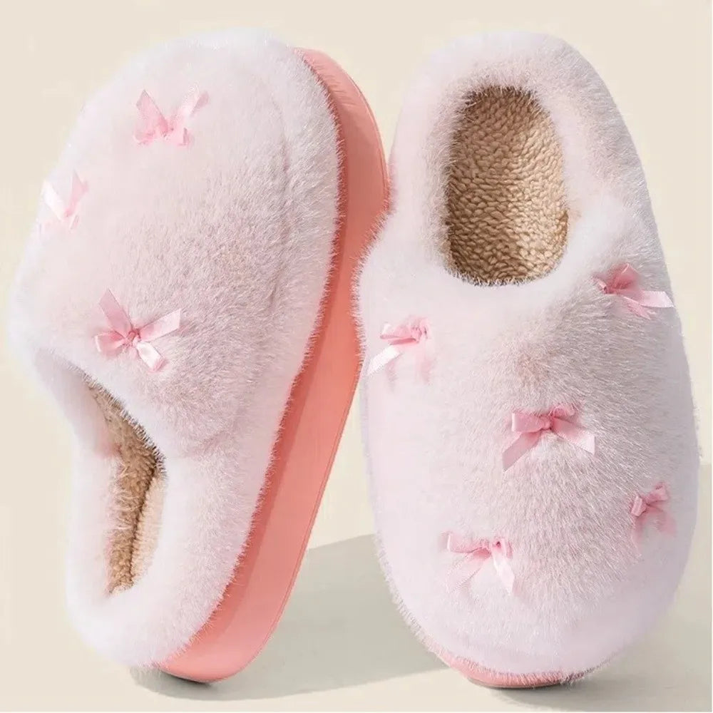 Women's Fluffy Bow Knot House Slippers | Non-Slip EVA Sole Women's House Slippers P3