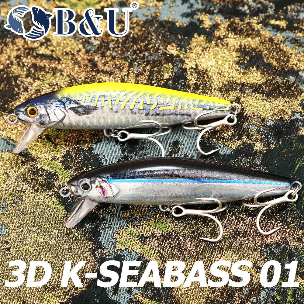 B&U Sinking Saltwater Minnow Lure | Sea Bass & Pike Hard Bait Sinking Minnow Lure P3