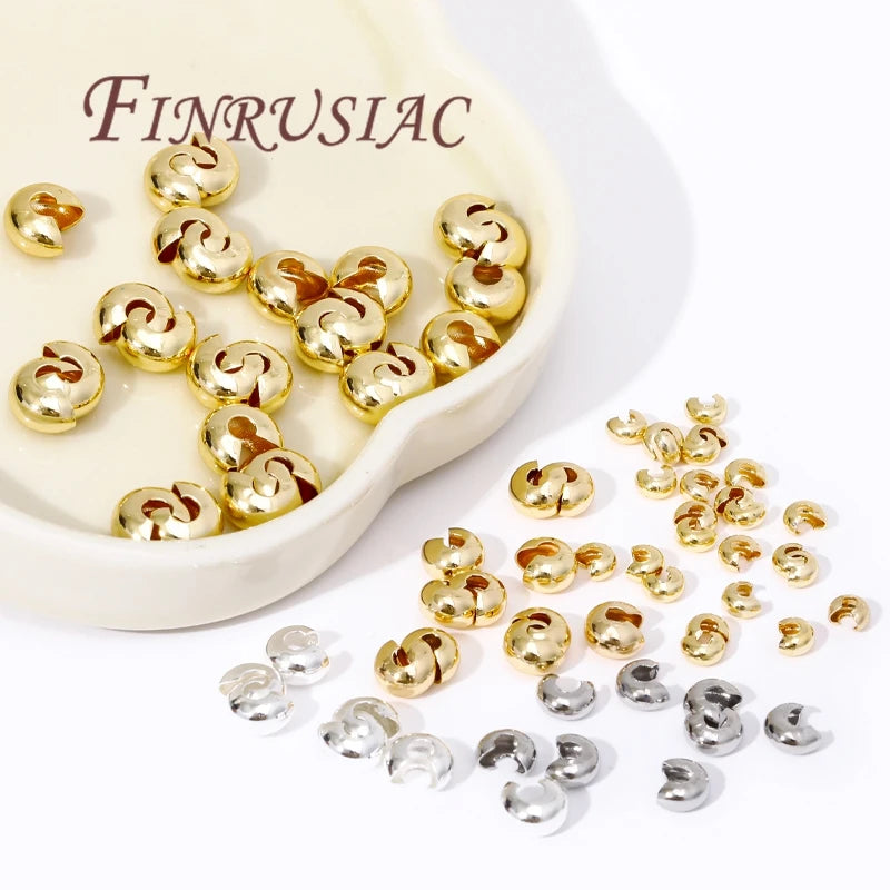 14K Gold Plated Brass Crimp End Beads – DIY Jewelry Spacers Jewelry Findings P3
