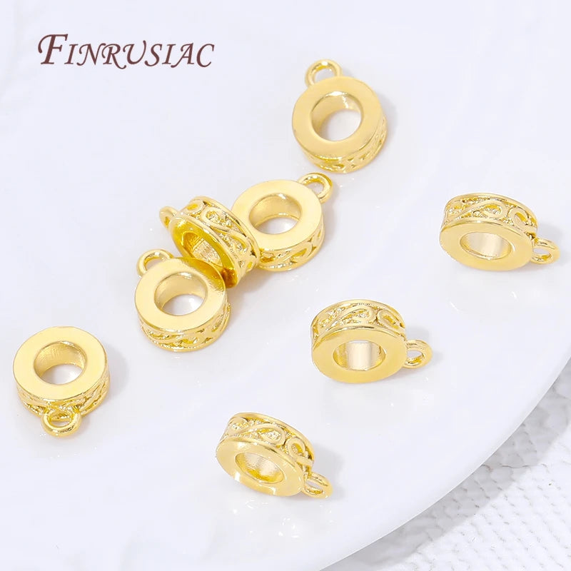 18K Gold Plated Bail Beads Charm Holder Spacer with Loop – 2/4/8 Pcs Jewelry Making Findings P3