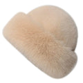 Fluffy Faux Fur Winter Hat – Plush Fisherman Panama Cap Winter Fur Hat P3 Beige