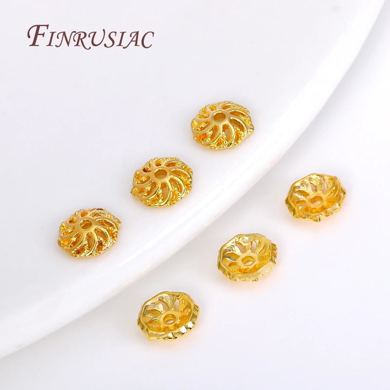 6mm 18K Gold Plated Flower Bead Caps – Brass Jewelry Findings Jewelry Bead Caps P3
