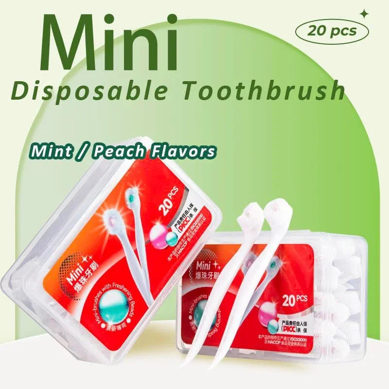 20-Pack Disposable Travel Toothbrushes | 2 Flavors, No Water Needed Disposable Toothbrush P3