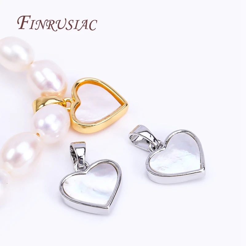 18K Gold Plated Heart Pendant Charms | Natural Shell DIY Jewelry Jewelry Pendant Charm P3