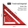 7" Aluminum Speed Square – Metric & Imperial Angle Ruler Speed Square Ruler P3 red-english