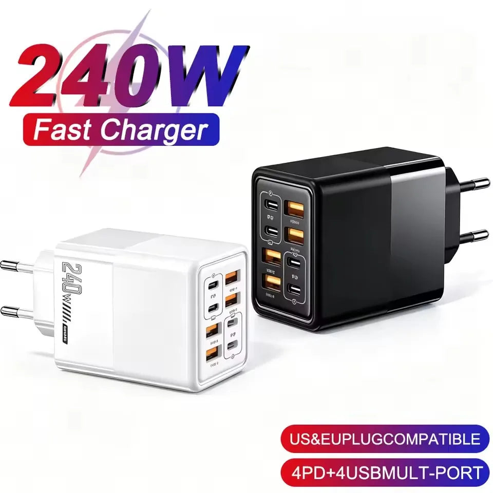 8-in-1 240W USB-C Fast Wall Charger – 4 PD + 4 USB Ports USB Wall Charger P3