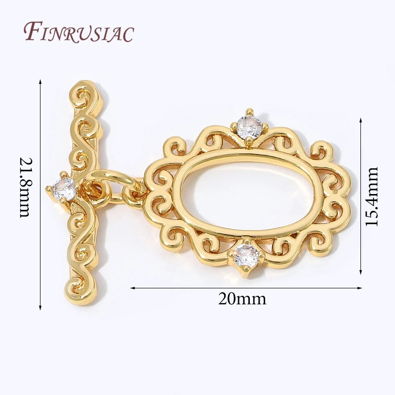 18K Gold Plated OT Toggle Clasp with Zircon – DIY Jewelry Making Toggle Clasp Finding P3 18K Real Gold Plated 4 pieces